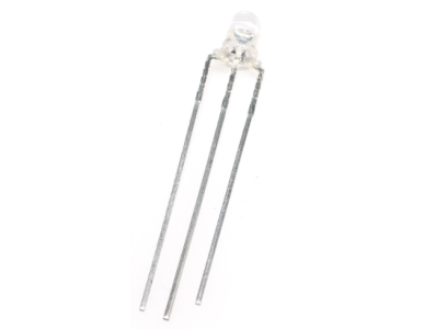 LED 3 mm bicolor vermelho e amarelo, lente water clear, perna 28 mm, CC - Imagem 1