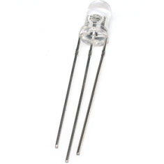 LED 5 mm com pernas de 28 mm, lente water clear, cores vermelho, amarelo e verde, CA