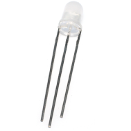 LED 5 mm difuso bicolor vermelho e azul, pino 28 mm, lente water clear, CC