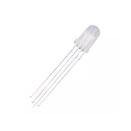 LED RGB 5 mm difuso 4 pinos c&aacute;todo comum com perna de 28 mm