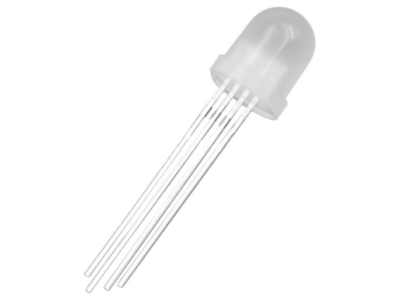 LED RGB difuso 8 mm 4 pinos, perna 28 mm, &acirc;nodo comum (CA) - Imagem 1