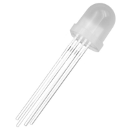 LED RGB difuso 8 mm 4 pinos, perna 28 mm, &acirc;nodo comum (CA)