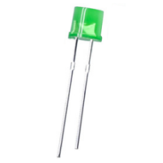 LED difuso 3 mm plano com perna 28 mm, verde puro