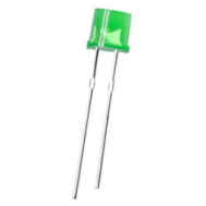 LED difuso plano 5 mm verde puro com perna 18 mm