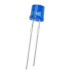 LED azul difuso 5 mm plano com perna de 18 mm