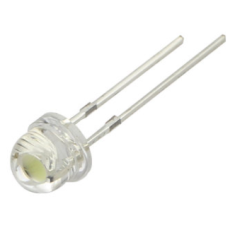 LED convencional 5 mm chap&eacute;u de palha, perna 28 mm, lente transparente, cor verde puro