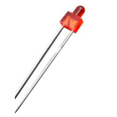 LED tipo chupeta difuso vermelho 28 mm com terminais de 2 mm