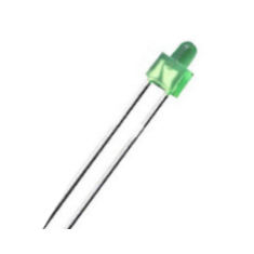 LED verde difuso formato chupeta 28 mm, pino 2 mm