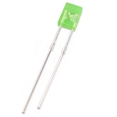 LED retangular difuso verde 28 mm Leg 234, LEDs convencionais e de pot&ecirc;ncia