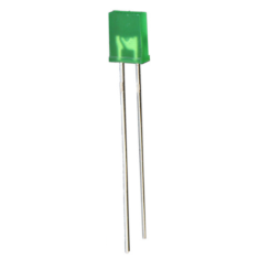 LED verde retangular difuso 28 mm perna 257