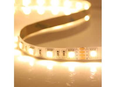 Fita LED SMD 5050 Branco Quente Flex&iacute;vel 5m Rolo 24V N&atilde;o &agrave; prova d'&aacute;gua - Imagem 1