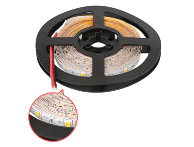 Fita LED flex&iacute;vel SMD 2835 12V 60 LEDs/m 5 m por rolo Branco quente n&atilde;o &agrave; prova d'&aacute;gua - Imagem 1