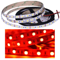 Fita LED vermelha SMD 5050 12 V 60 LEDs/m flex&iacute;vel 5 m por rolo n&atilde;o &agrave; prova d'&aacute;gua