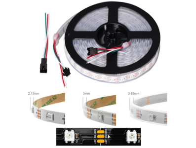 Fita LED ep&oacute;xi 5V WS2812B RGB 5050 SMD preta 30 LEDs/m 5 m/rolo IP65 - Imagem 1