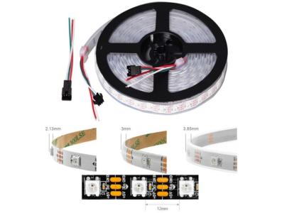 Fita LED Ep&oacute;xi 5V WS2812B RGB5050 SMD preta, 60 LEDs/m, flex&iacute;vel 5 m rolo, IP65 (LED Light Strip LD) - Imagem 1
