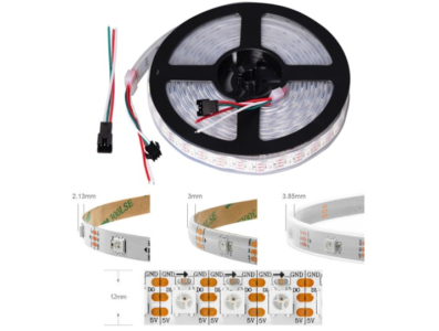 Fita LED flex&iacute;vel 1m WS2812B RGB SMD 5050 5V ep&oacute;xi 96 LEDs/m IP65 - Imagem 1