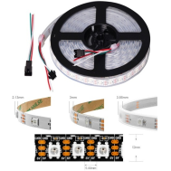 Fita LED SMD WS2812B RGB 5050 5V 1 m 96 LEDs/m com capa pl&aacute;stica preta flex&iacute;vel IP67
