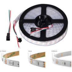 Fita LED flex&iacute;vel RGB WS2812B 5V SMD 5050 1 m 100 LEDs/m IP30 n&atilde;o &agrave; prova d'&aacute;gua branca