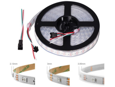 Fita LED ep&oacute;xi 5V WS2812B RGB5050 flex&iacute;vel 1 m SMD 100 LEDs/m IP65 branca - Imagem 1
