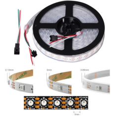 Fita LED SMD ep&oacute;xi 5V WS2812B RGB 5050 flex&iacute;vel 1 m 100 LEDs/m preta IP65