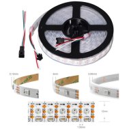 Fita LED WS2812B RGB 5050 SMD 5V 1 m 144 LEDs/m Flex&iacute;vel Branca IP30 N&atilde;o &agrave; prova d'&aacute;gua