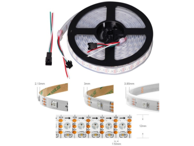 Fita LED Ep&oacute;xi SMD 5V WS2812B RGB5050 Branca Flex&iacute;vel 1 m 144 LEDs/m IP65 - Imagem 1