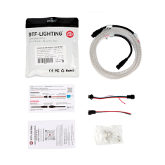 Fita LED Flex&iacute;vel SMD 5V WS2812B 5050 RGB 1m 144 LED/m IP67 Capa Pl&aacute;stica Branca