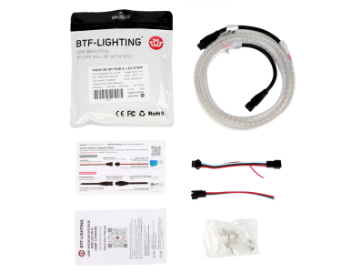 Fita LED Flex&iacute;vel SMD 5V WS2812B 5050 RGB 1m 144 LED/m IP67 Capa Pl&aacute;stica Branca - Imagem 1