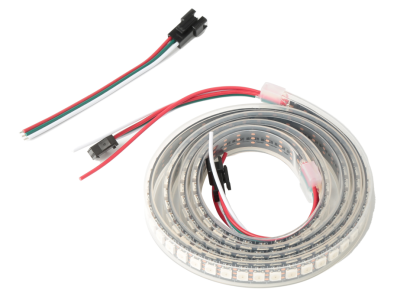 Fita LED SMD 5V WS2812B RGB5050 1m 144 LEDs/m IP67 Capa pl&aacute;stica preta flex&iacute;vel - Imagem 1