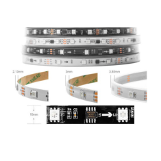 Fita LED ep&oacute;xi 12V WS2811 RGB 5050 SMD preta flex&iacute;vel 30 LEDs/m 5 m rolo IP65