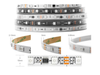 Fita LED 12V WS2811 SMD 5050 RGB/White 48 LED/m Flex&iacute;vel Rolo 5 m Capa Pl&aacute;stica IP67 - Imagem 1