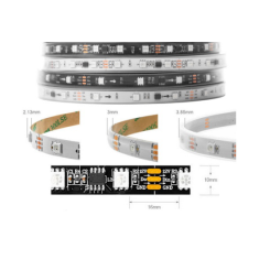 Fita LED RGB SMD 5050 WS2811 12V 48 LEDs/m Flex&iacute;vel 5 m Rolo Preta IP30 N&atilde;o &agrave; prova d'&aacute;gua