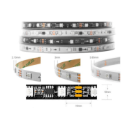 Fita LED RGB SMD 5050 WS2811 12V 48 LEDs/m Flex&iacute;vel 5 m Rolo Preta IP30 N&atilde;o &agrave; prova d'&aacute;gua
