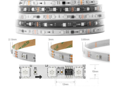 Fita LED 12V WS2811 SMD5050 RGB branco, 60 LEDs/m, flex&iacute;vel 5 m/rolo, n&atilde;o &agrave; prova d'&aacute;gua, IP30 - Imagem 1