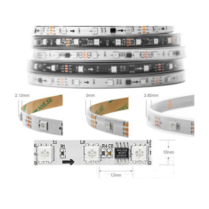 Fita LED RGB 12V WS2811 SMD5050 60 LEDs/m flex&iacute;vel 5 m rolo com cobertura pl&aacute;stica IP67