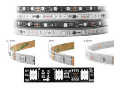 Fita de LED RGB WS2811 12V SMD5050 60 LED/m Flex&iacute;vel Rolo 5 m Preta IP30 N&atilde;o &agrave; prova d'&aacute;gua - Imagem 1