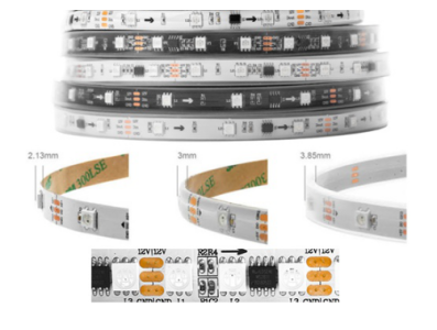 Fita LED RGB WS2811 SMD 5050 12V 96 LEDs/m Flex&iacute;vel 5 m por rolo com capa pl&aacute;stica IP67 - Imagem 1