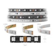 Fita LED RGB WS2811 12V SMD 5050 preta 96 LEDs/m flex&iacute;vel rolo 5 m n&atilde;o &agrave; prova d'&aacute;gua IP30