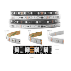 Fita LED ep&oacute;xi 12V WS2811 RGB5050 SMD preta 96 LEDs/m flex&iacute;vel rolo 5m IP65
