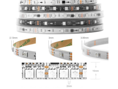 Fita LED Ep&oacute;xi 12V WS2811 RGB SMD 5050 branco 144 LEDs/m Flex&iacute;vel 5 m Rolo IP65 - Imagem 1