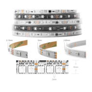 Fita LED Ep&oacute;xi 12V WS2811 RGB SMD 5050 branco 144 LEDs/m Flex&iacute;vel 5 m Rolo IP65