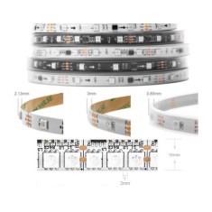 Fita LED RGB 12V WS2811 5050 SMD 144 LEDs/m 5 m rolo flex&iacute;vel IP67 cobertura pl&aacute;stica branca
