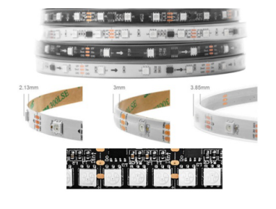 Fita de LED RGB WS2811 12V SMD 5050 144 LEDs/m Flex&iacute;vel Rolo 5m IP67 Capa Pl&aacute;stica Preta - Imagem 1