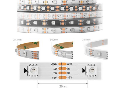 Fita LED WS2813B 5V RGB5050 SMD branco 30 LED/m flex&iacute;vel 5 m rolo IP67 capa pl&aacute;stica - Imagem 1