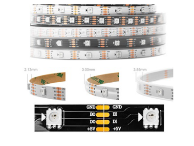 Fita LED RGB 5V WS2813B SMD 5050 30 LEDs/m 5 m Rolo IP30 N&atilde;o &agrave; prova d'&aacute;gua Preta - Imagem 1