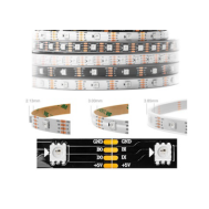 Fita LED ep&oacute;xi 5V WS2813B RGB5050 SMD preto 30 LEDs/m flex&iacute;vel 5 m por rolo IP65