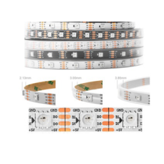 Fita LED 5V WS2813B RGB 5050 SMD branco 60 LEDs/m 5 m rolo IP67 capa pl&aacute;stica flex&iacute;vel