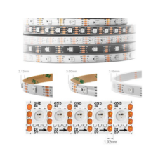 Fita LED RGB WS2813B 5V 1 m SMD 5050 144 LEDs/m com capa pl&aacute;stica flex&iacute;vel branca IP67