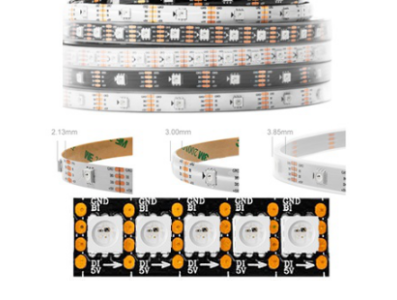 Fita LED flex&iacute;vel preta 1 m 5 V WS2813B RGB5050 SMD 144 LEDs/m IP30 (n&atilde;o &agrave; prova d'&aacute;gua) - Imagem 1