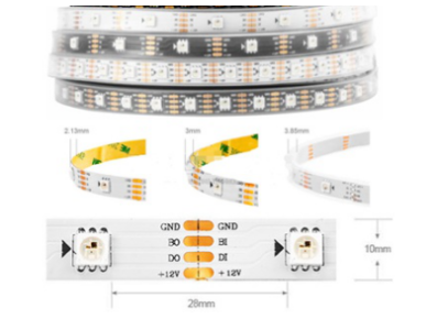 Fita LED ep&oacute;xi 12V WS2815 5050 RGB SMD branco 30 LEDs/m flex&iacute;vel 5 m IP65 - Imagem 1